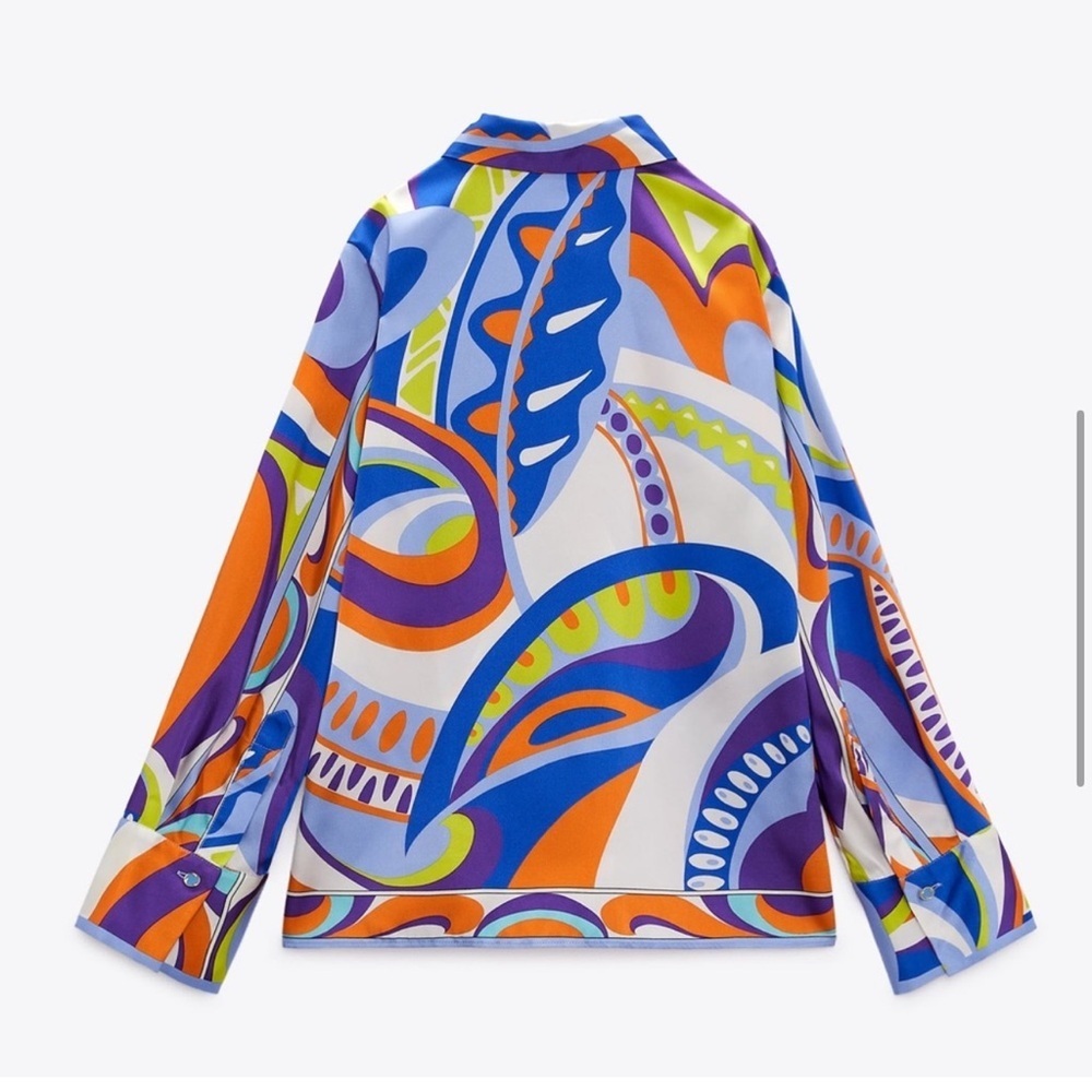 Multicolor Abstract Button Down Shirt - image 3